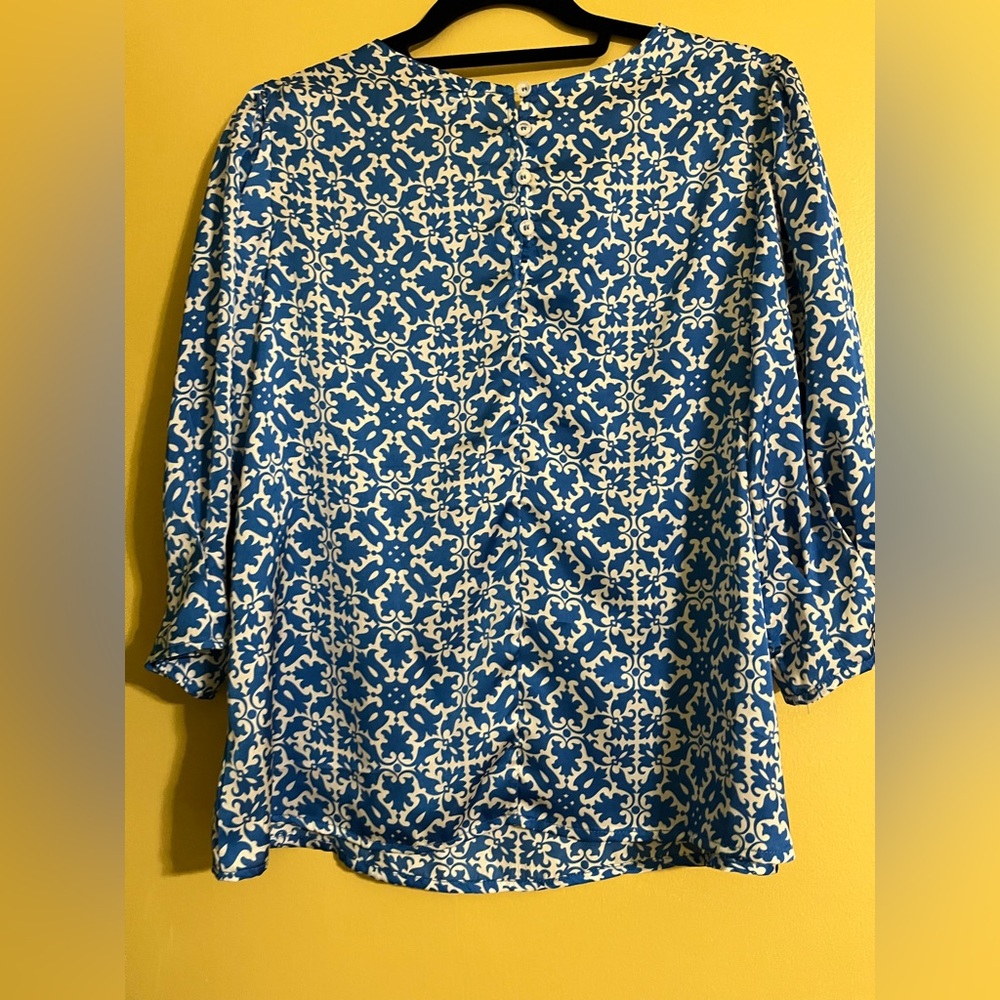 C&C California Blue and White Geometric Tile-Print Tunic - Picture 2 of 7